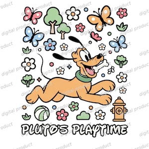 Pluto PNG Digital Download File, Disney Dogs Sublimation Graphic, Cute Pluto Cartoon Clipart Design, Retro Pluto Dog DTF Transfer