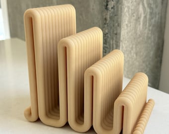 Modern Ribbed Vertical Device Stand | Wavy Desk Organizer for Laptops, Tablets, eReaders & More