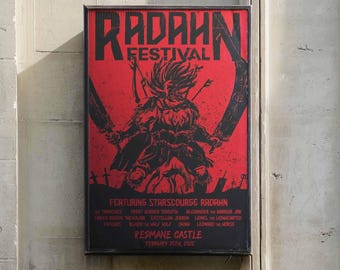 Elden Ring Radahn Festival Poster | Vintage Gamer Wall Art | Retro Concert Art Print | Framed Canvas | Soulsborne Game Room Decor