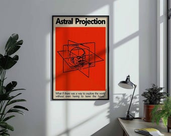 Astral Projection Retro Poster | Vintage Sci-Fi Wall Art | Esoteric Surreal Art Print | Framed Canvas | Spiritual Room Decor