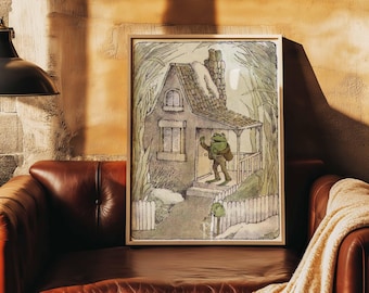 Frog and Toad Storybook Art Print | Vintage Cottagecore Nursery Wall Decor