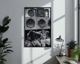 Vintage Sound System Boys B&W Photo Poster | Reggae Dancehall Wall Art | Framed Print | Urban Music Decor