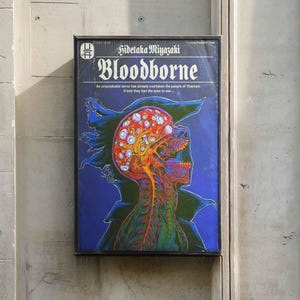 Bloodborne Vintage-Comic-Poster | Kunstdruck von Hidetaka Miyazaki | Wanddeko für Soulsborne-Gamer | Gerahmte Leinwand im Lovecraft-Stil | FromSoftware
