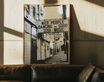 Nice People Dancing Soul Music Poster | Vintage B&W Photo Wall Art (Framed Canvas)