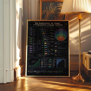 Poster zur Evolution des Codes | Zeitleiste der Programmiersprachen als Wandbild (gerahmter Leinwanddruck) Bild 5