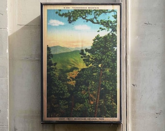 Great Smoky Mountains Poster | Vintage Thunderhead Mountain Wall Art | National Park Framed Canvas | Rustic Cabin Landscape Art Print