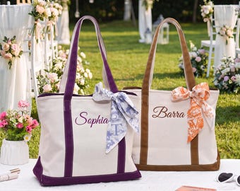 Custom Tote Bag, Bridesmaid Gift,Beach Handbags, Embroidered Canvas Tote Bag, Custom Text Tote, Bachelorette Gifts, School Bag, Gift for Her