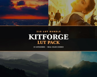 KitForge LUT-Paket, 210 filmische Farbkorrektur-Presets, Premiere DaVinci CapCut Videofilter