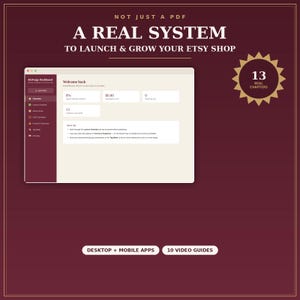 Etsy Seller Guide, Interactive Dashboard App, Business Tracker, Launch Checklist, Profit Calculator, Canva