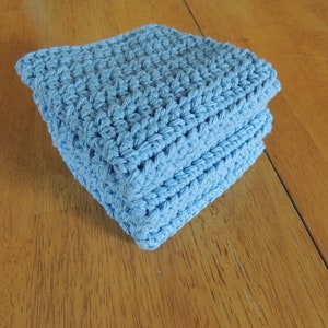 Dishcloths Cotton Crochet Washcloths Pot Holder Hot Pad Pack of 3 light blue zdjęcie 4