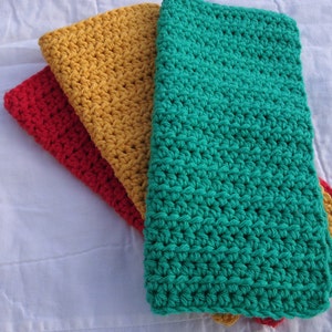 Dishcloths Cotton Crochet Washcloths Pot Holder Hot Pad Pack of 3 Red Green and Gold image 2