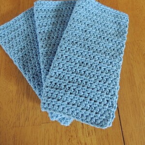 Dishcloths Cotton Crochet Washcloths Pot Holder Hot Pad Pack of 3 light blue zdjęcie 2