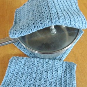Dishcloths Cotton Crochet Washcloths Pot Holder Hot Pad Pack of 3 light blue zdjęcie 5