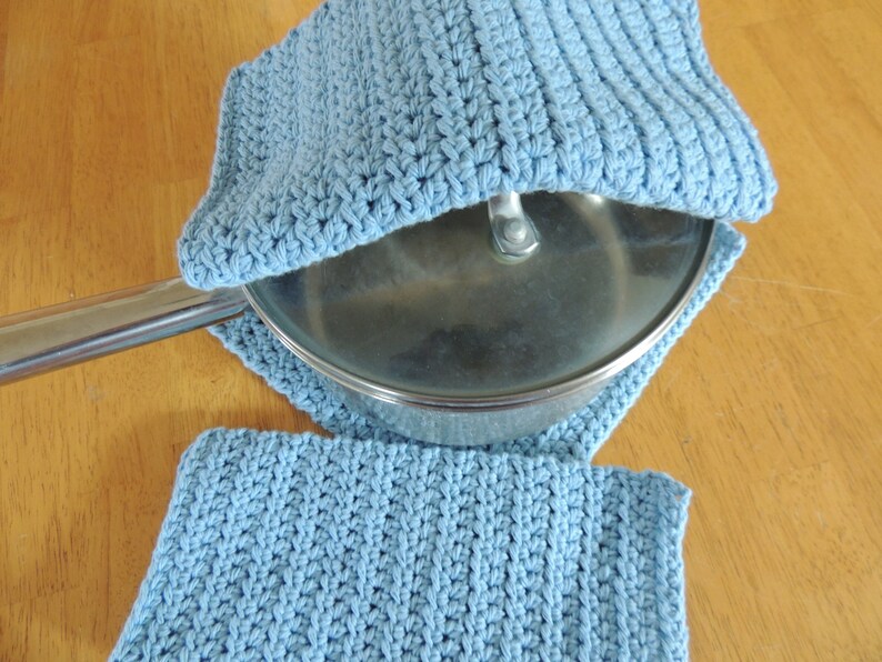 Dishcloths Cotton Crochet Washcloths Pot Holder Hot Pad Pack of 3 light blue zdjęcie 5
