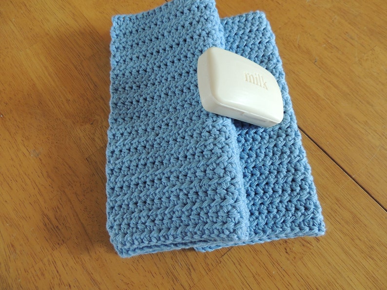 Dishcloths Cotton Crochet Washcloths Pot Holder Hot Pad Pack of 3 light blue zdjęcie 1