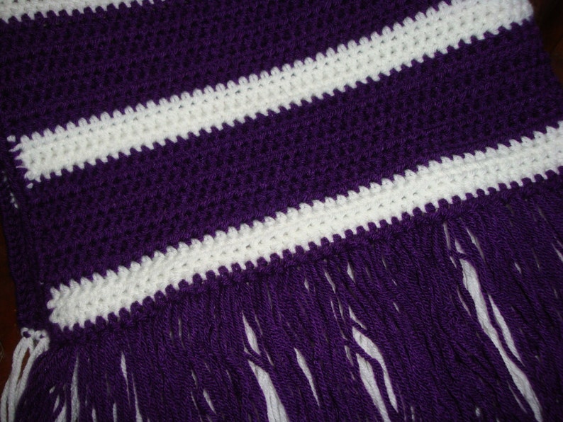 Crochet Afghan Lap Afghan Baby Afghan in deep purple and white image 1