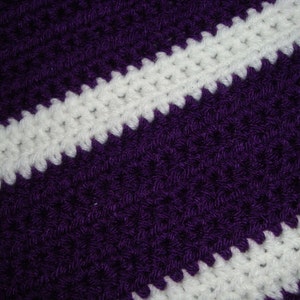 Crochet Afghan Lap Afghan Baby Afghan in deep purple and white image 4