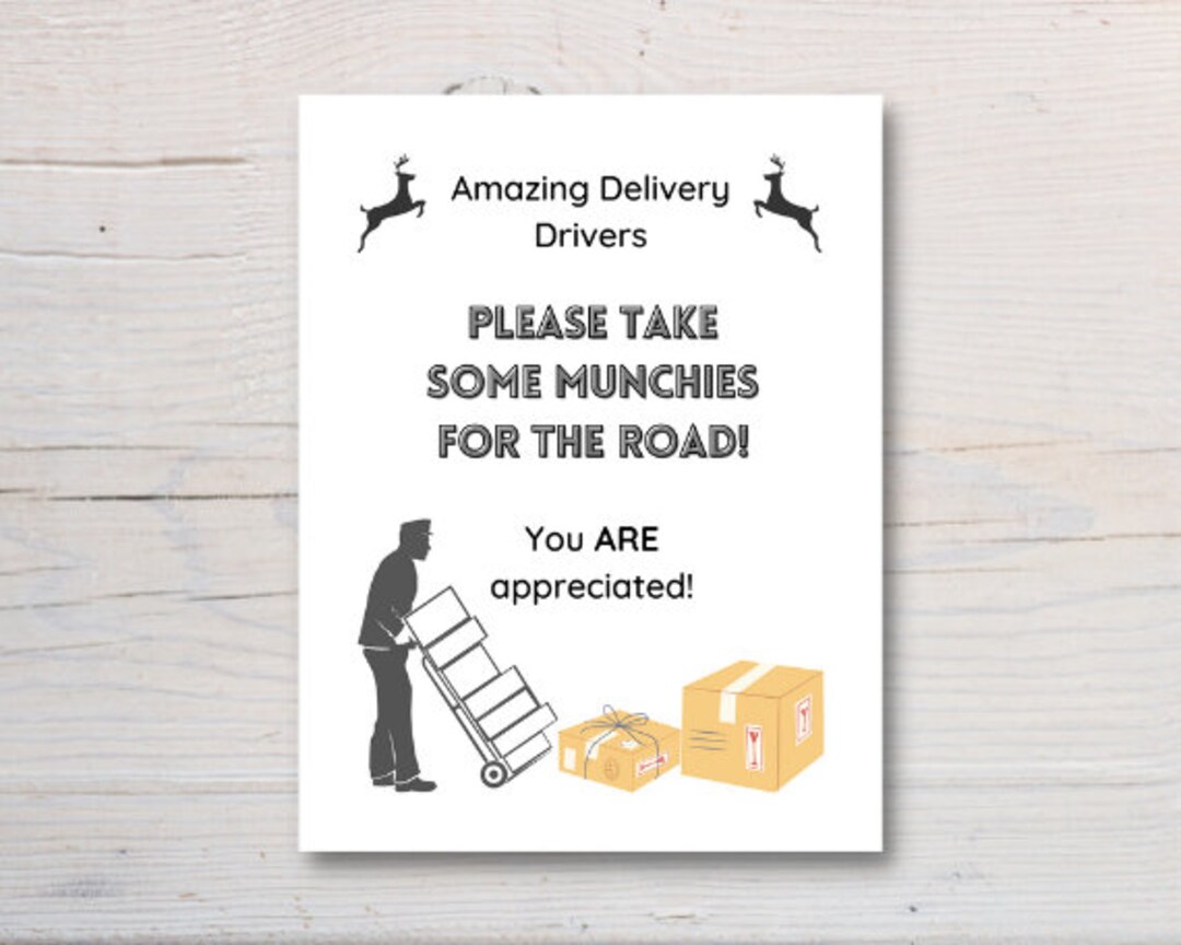 Delivery Driver Thank You Snack Sign Printable Instant Digital Download ...