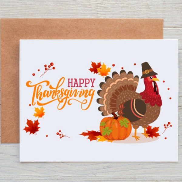 Happy Thanksgiving Card Printable Instant Digital Download, Turkey Day Card, Funny Thanksgiving, Holiday Card, Turkey Card