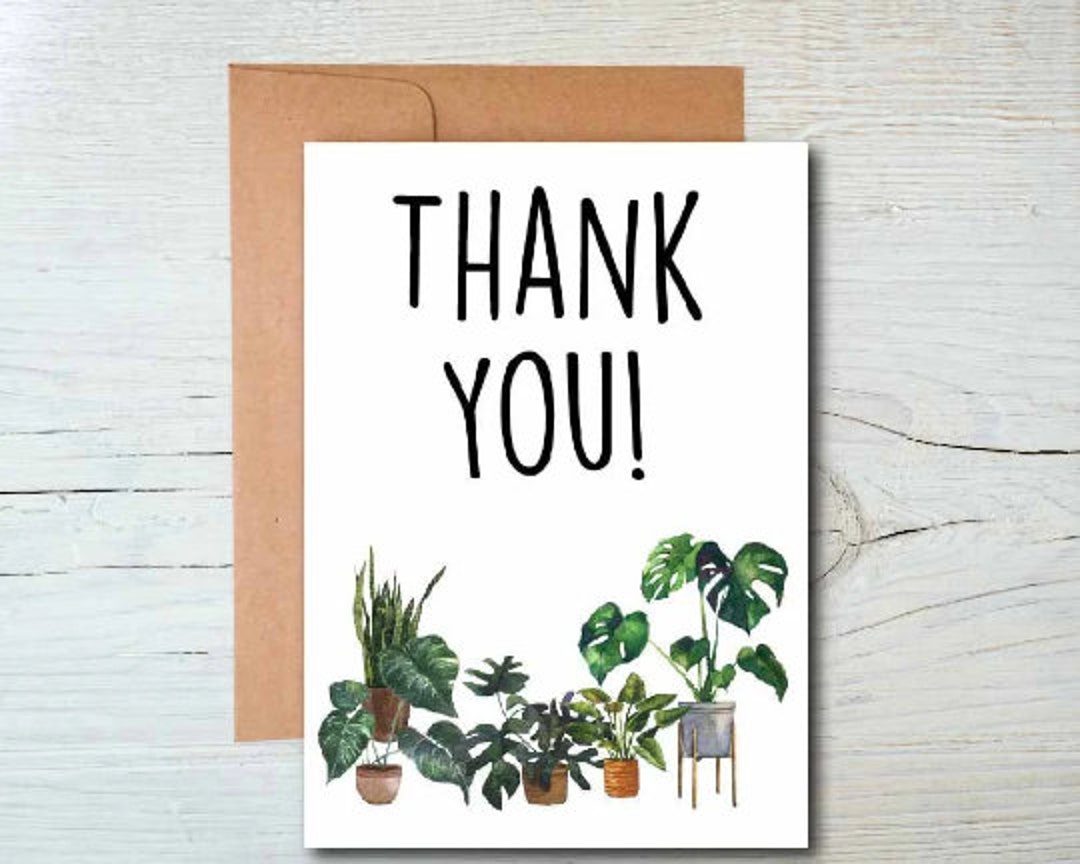 Plant Thank You Printable Card Instant Digital Download, Houseplant
