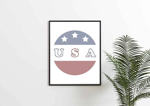 USA Wall Art Printable Instant Digital Download, USA Art Print, USA Wall Decor, Patriotic Art, Stars and Stripes Art, Red White and Blue Art Il_570xn