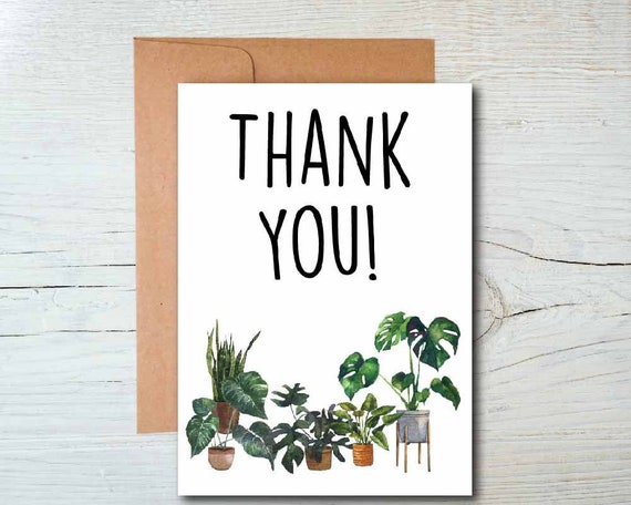Thank You Plants Printable Card Instant Digital Download, Houseplants Thank You Card, Tropical Houseplant Card, Plant-Lover Thank You Card Il_570xn