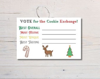 Cookie Exchange Voting Ballot Printable Instant Digital Download, Christmas Cookie Bake Off, Christmas Cookie Contest, Christmas Cookie Swap