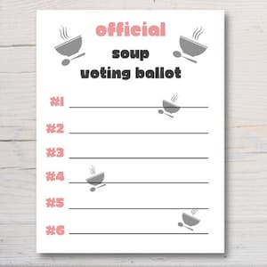 Soup Cook-off Voting Ballot Printable Instant Digital Download, Soup ...
