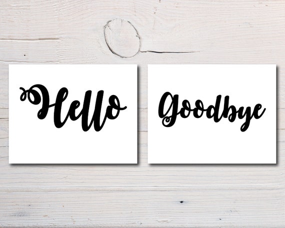 Reversible Hello and Goodbye Sign Printable Instant Digital Download, Business Door Sign, Back To School Sign, Classroom Sign, Hi & Bye Sign Il_570xn