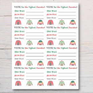 Scheda di voto per il maglione brutto, stampabile, download digitale istantaneo, scheda segnapunti per il maglione brutto, concorso per il maglione brutto, scheda segnapunti per il maglione brutto
