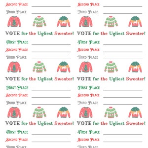 Ugly Sweater Voting Ballot Printable Instant Digital Download, Ugly ...