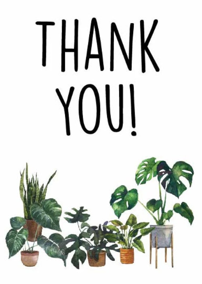 Plant Thank You Printable Card Instant Digital Download, Houseplant