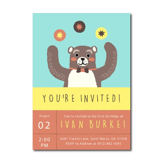 Children's Birthday Party Invitation | 5x7" | Printable | Generic | Kids | Toddlers | Baby | Theme Party | Bday | Toys | Milestone | Bear Il_570xn