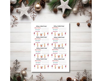 Holiday Cocktail Contest Voting Ballot Printable Instant Digital Download, Cocktail Scorecard, Cocktail Score Sheet, Cocktail Tasting