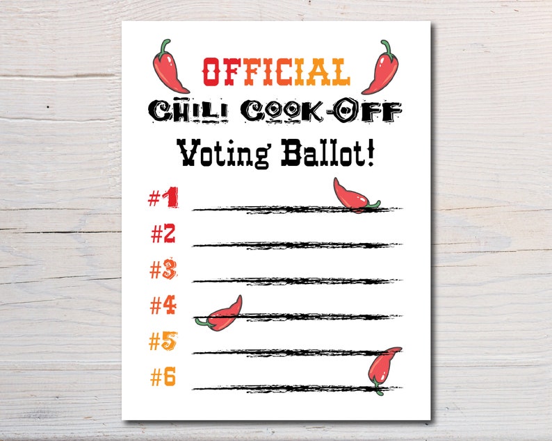 Chili Cook off Voting Ballot Printable Instant Digital Download Chili Chili Cook off Voting Ballot Printable Instant Digital Download Chili