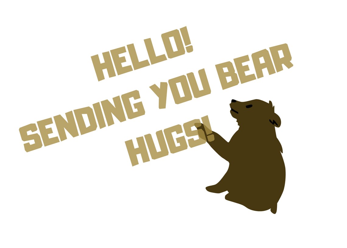 Bear Hugs Printable Card Instant Download, Hello Card, Sympathy Card ...
