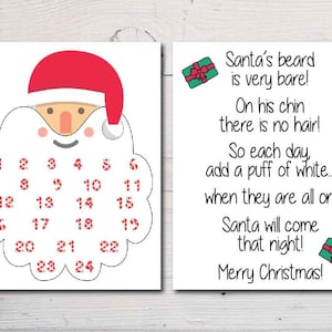 Printable Santa Countdown to Christmas Advent Calendar Printable ...