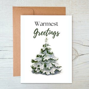 Pine Tree Christmas Card Printable Instant Digital Download, Holiday Card, Rustic Christmas, Evergreen Tree, Warmest Greetings Card