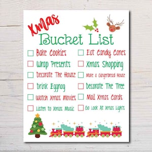 Christmas Bucket List Printable Instant Digital Download, Christmas Activities, Christmas Activity, Wish List, To Do List Printable, Family