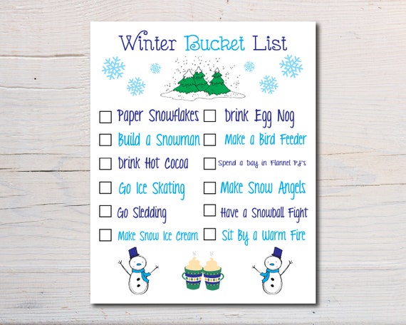 Winter Bucket List Printable Instant Digital Download Il_570xn