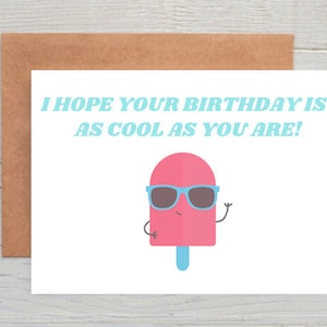 Cartão de aniversário de picolé para impressão, download digital instantâneo, cartão de aniversário legal, cartão de aniversário Punny, aniversário de verão, cartão de aniversário de pai