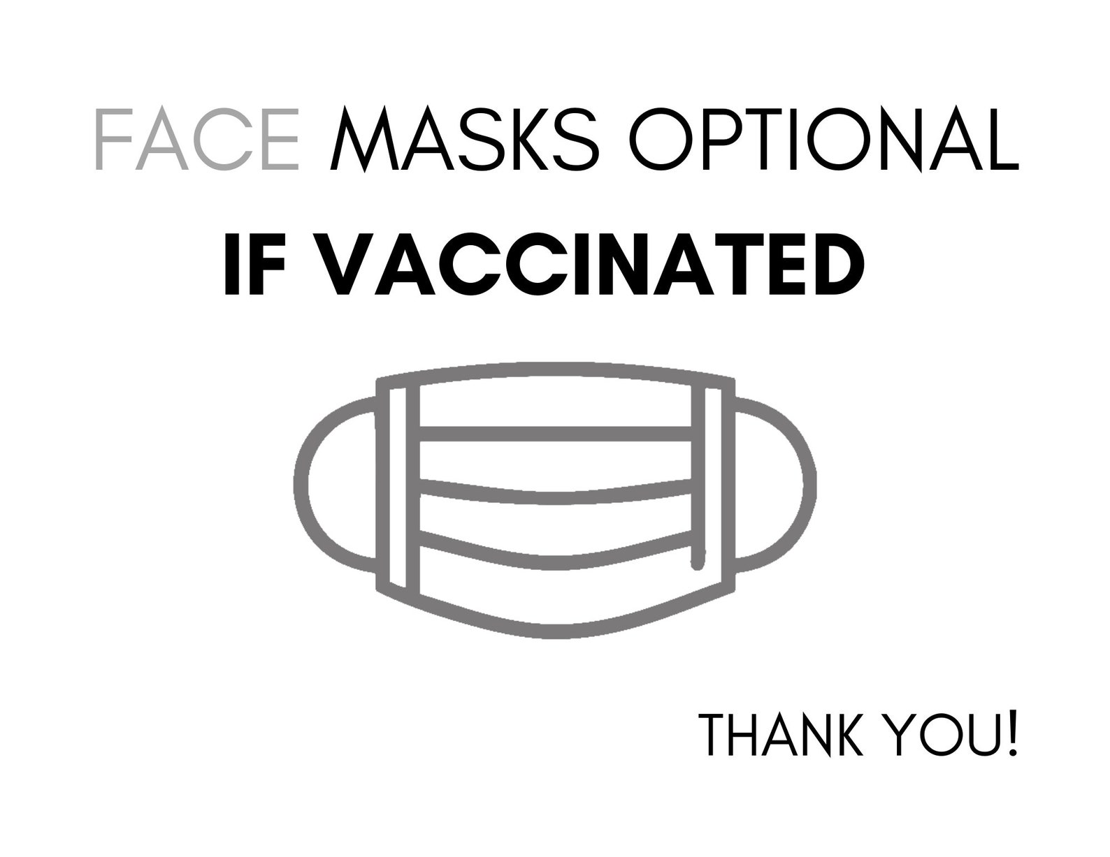 Face Masks Optional If Vaccinated Sign Printable Instant Digital