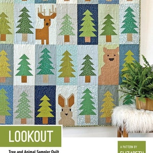 Lookout Quilt Pattern by Elizabeth Hartman | Forest Landscape with Bear Blocks