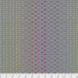 Tula Pink - Linework - Hexy Rainbow in Ink - Sold by the Yard