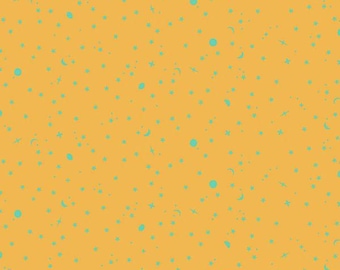 Tula Pink - Colores auténticos - Tela Space Sprinkles en color papaya