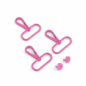 May include: Three pink metal swivel clasps and two pink metal snap closures.