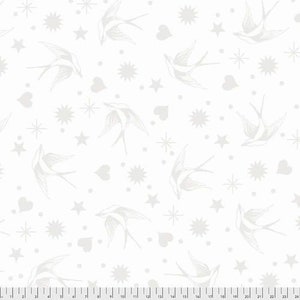 Tula Pink – Linework – Fairy Flakes in Paper – White Unicorn Fabric – 100% Quilting Cotton – FreeSpirit Fabrics – Sold by the Yard