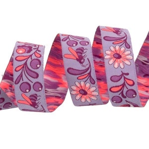 Tula Pink – Everglow Birds & Bees Ribbon in Mystic – Purple – 7/8&quot; Wide