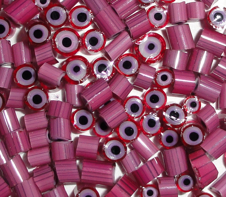 Peony Petal.....Handmade Murrini Chips...Millefiori Slices Pink Flower Summer COE 104....Beatlebaby Supply