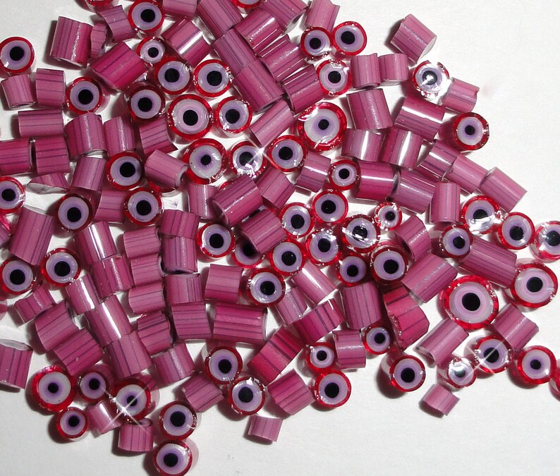 Peony Petal.....Handmade Murrini Chips...Millefiori Slices Pink Flower Summer COE 104....Beatlebaby Supply
